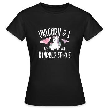 Vintage Rainbow Unicorn & I - Close Buddies Spirit - Women's T-Shirt - black - Front - AI Model Female 172 dark (172cm)
