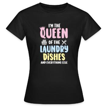 Reine de la lessive, de la vaisselle et de tout le reste - T-shirt Femme - noir - Devant - AI Model Female 172 dark (172cm)