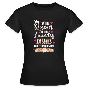 Reine de la lessive, de la vaisselle et de tout le reste - T-shirt Femme - noir - Devant - AI Model Female 172 dark (172cm)