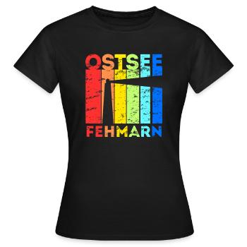 Fehmarn Insel Ostsee Leuchtturm Urlaub Idee - Frauen T-Shirt - Schwarz - Vorne - AI Model Female 172 dark (172cm)