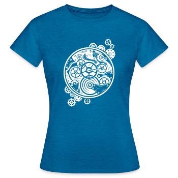 Humorvoll backe ich, weil es wichtig ist, Leute zu schlagen - Frauen T-Shirt - Antikblaues Saphir meliert - Vorne - AI Model Female 172 dark (172cm)