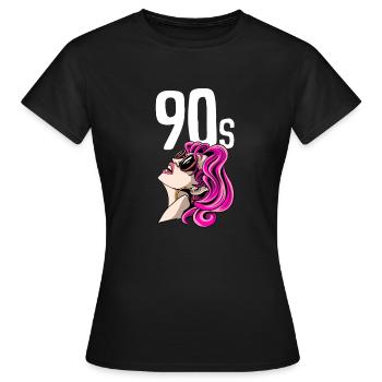 90er Jahre Frauen 90s Mädchen 90er Party - Frauen T-Shirt - Schwarz - Vorne - AI Model Female 172 dark (172cm)