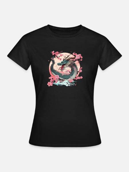 Rétro Dragon Japonais Manga Dragon Chinois Cool - T-shirt Femme - noir