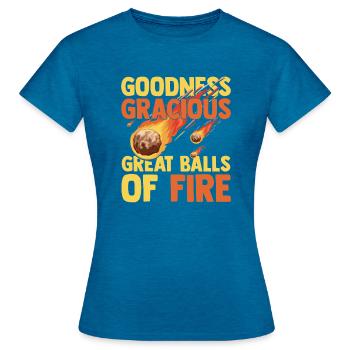 Lustige Meteore Illustration Sterngucker - Frauen T-Shirt - Antikblaues Saphir meliert - Vorne - AI Model Female 172 dark (172cm)