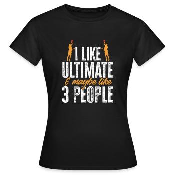 Ultimate Frisbee Wurfscheibe - Frauen T-Shirt - Schwarz - Vorne - AI Model Female 172 dark (172cm)