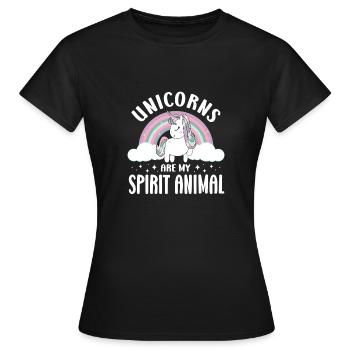 Vintage Rainbow Unicorn & I - Close Buddies Spirit - Women's T-Shirt - black - Front - AI Model Female 172 dark (172cm)