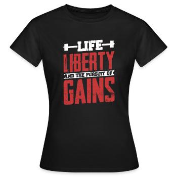 La vie, la liberté et la poursuite des gains de poids - T-shirt Femme - noir - Devant - AI Model Female 172 dark (172cm)