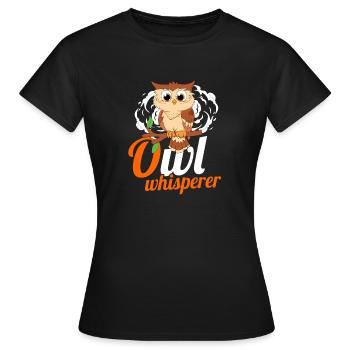 Owl Whisperer Nocturnal Bird Lover Ornithologist - Women's T-Shirt - black - Front - AI Model Female 172 dark (172cm)