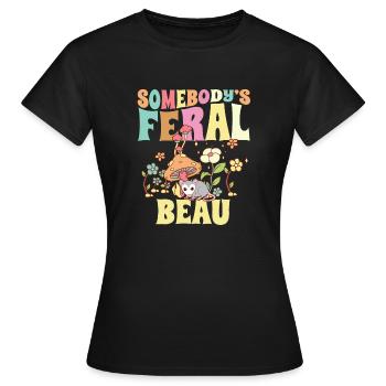 Somebody's Feral Beau Opossum Boyfriend - Women's T-Shirt - black - Front - AI Model Female 172 dark (172cm)