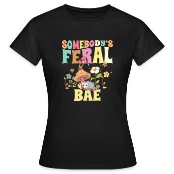 Somebody's Feral Bae Opossum Boyfriend Girlfriend - Women's T-Shirt - black - Front - AI Model Female 172 dark (172cm)