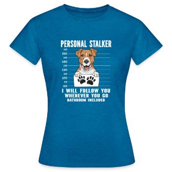 Jack Russell Terrier - T-shirt Femme - bleu saphir antique chiné - Devant - AI Model Female 172 dark (172cm)