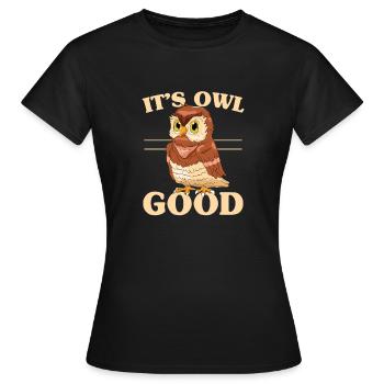 C’est hibou bon hibou jeu de mots Oiseau nocturne Oiseau Amoureux des oiseaux - T-shirt Femme - noir - Devant - AI Model Female 172 dark (172cm)