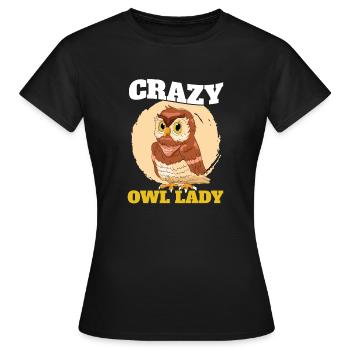 Owl Lady Owl Fan Owlet Nocturnal Bird Ornithologis - Women's T-Shirt - black - Front - AI Model Female 172 dark (172cm)