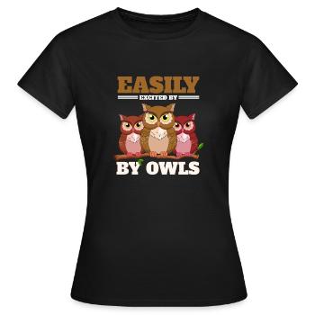 Amateur d’oiseaux nocturnes amoureux des oiseaux excite facilement - T-shirt Femme - noir - Devant - AI Model Female 172 dark (172cm)