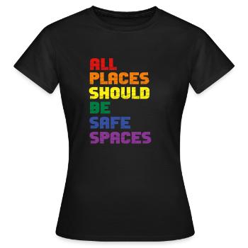 Alle Orte sollten sichere Orte sein Gay Pride Verbündeter - Frauen T-Shirt - Schwarz - Vorne - AI Model Female 172 dark (172cm)