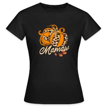 Mamaw Boho Leopard Citrouilles Feuilles d’automne Automne - T-shirt Femme - noir - Devant - AI Model Female 172 dark (172cm)