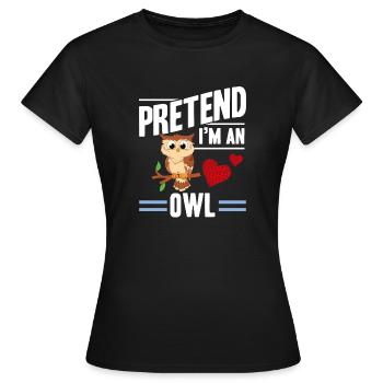Oiseaux de proie nocturnes prétendent que je suis un hibou ornitho - T-shirt Femme - noir - Devant - AI Model Female 172 dark (172cm)