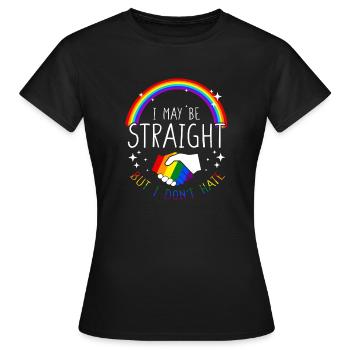 Je suis peut-être hétéro mais je ne déteste pas la gay pride LGBT - T-shirt Femme - noir - Devant - AI Model Female 172 dark (172cm)