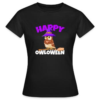 Happy Owloween Nocturnal Bird Owl Lover Birds Of P - Women's T-Shirt - black - Front - AI Model Female 172 dark (172cm)