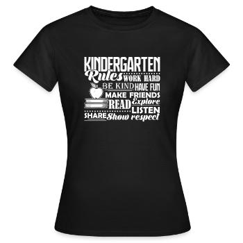 Kindergarten Teacher Kindergarten Rules - Women's T-Shirt - black - Front - AI Model Female 172 dark (172cm)