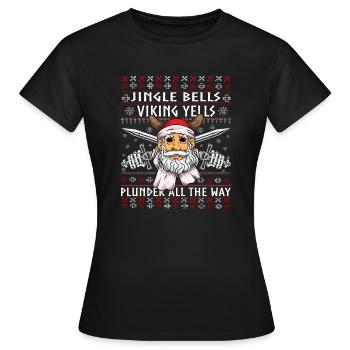 Jingle Bells Viking Yells Valhalla Viking Nordic - T-shirt Femme - noir - Devant - AI Model Female 172 dark (172cm)