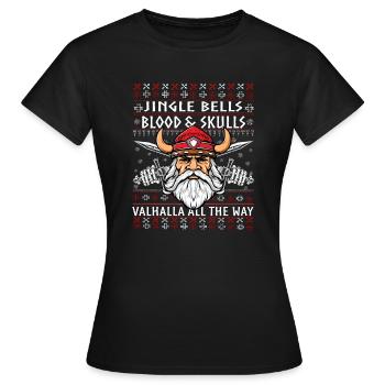 Drôle Jingle Bells Viking Noël Pull moche - T-shirt Femme - noir - Devant - AI Model Female 172 dark (172cm)
