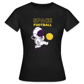 WELTRAUM-FUSSBALL. Ein Geschenk für Weltraumfans - Frauen T-Shirt - Schwarz - Vorne - AI Model Female 172 dark (172cm)