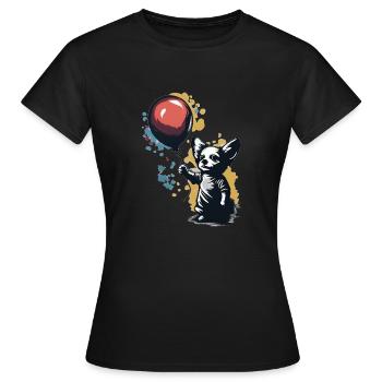 Chihuahua | Ballon | Niedlicher Hund | Welpe | - Frauen T-Shirt - Schwarz - Vorne - AI Model Female 172 dark (172cm)