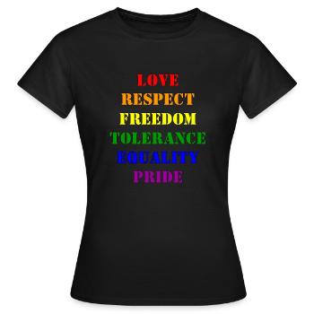 Pride 2023 Rainbow words and colors - Women's T-Shirt - black - Front - AI Model Female 172 dark (172cm)