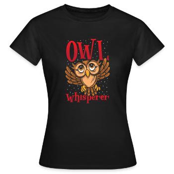 Owl Whisperer Bird Lover Nocturnal Ornithologist - Women's T-Shirt - black - Front - AI Model Female 172 dark (172cm)