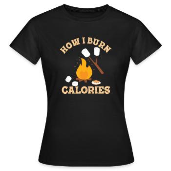 Marshmallow s’mores camping fitness gym workout - T-shirt Femme - noir - Devant - AI Model Female 172 dark (172cm)