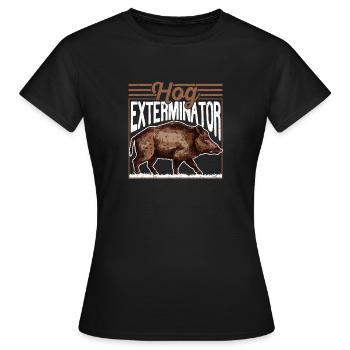 Exterminateur de porcs Drôle de saison de chasse Chasseur de cochons - T-shirt Femme - noir - Devant - AI Model Female 172 dark (172cm)