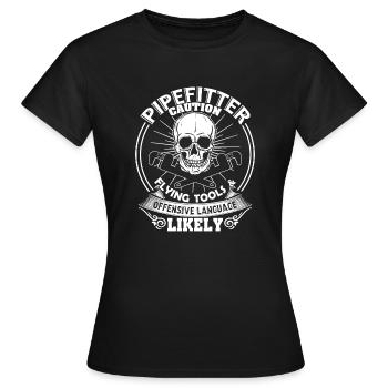 Pipefitter Pipefitter Caution - Women's T-Shirt - black - Front - AI Model Female 172 dark (172cm)