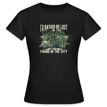 I'd rather be lost in the woods than in the city - Women's T-Shirt - black - Front - AI Model Female 172 dark (172cm)