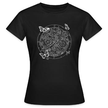 Humorvolle Steampunk-Uhr mechanisch sarkastisch - Frauen T-Shirt - Schwarz - Vorne - AI Model Female 172 dark (172cm)