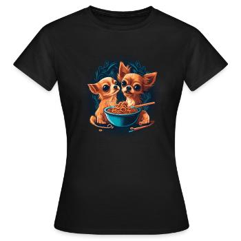 Chihuahua | Amour Spaghetti | La Belle | Chien | - T-shirt Femme - noir - Devant - AI Model Female 172 dark (172cm)