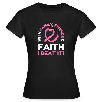 Ich habe Brustkrebs besiegt Pink Ribbon Brustkrebs - Frauen T-Shirt - Schwarz - Vorne - AI Model Female 172 dark (172cm)