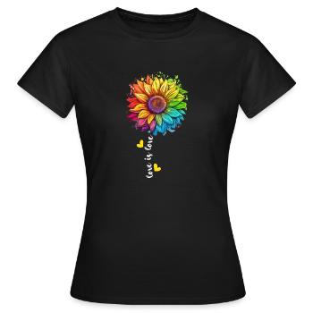 Rainbow Sunflower LGBTQ Lover Pride Community Pun - T-shirt Femme - noir - Devant - AI Model Female 172 dark (172cm)