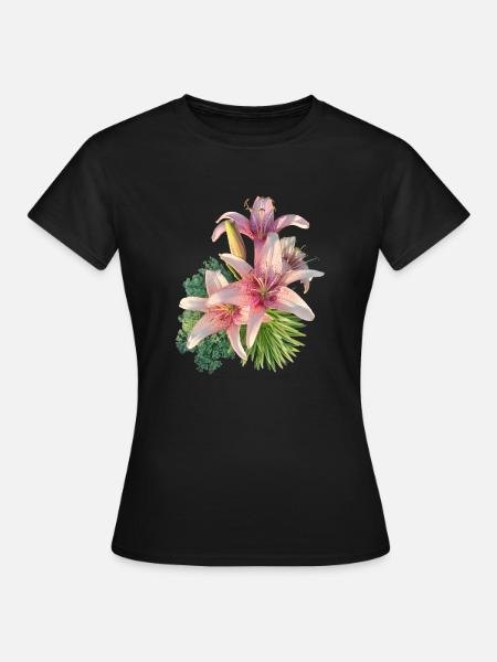 Roserne Lilie - Frauen T-Shirt - Schwarz
