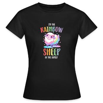 Rainbow Sheep LGBTQ Transgender Pride Community - T-shirt Femme - noir - Devant - AI Model Female 172 dark (172cm)