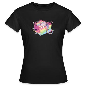 Cool Cat Lesbian Gay Pride LGBT Rainbow Community - T-shirt Femme - noir - Devant - AI Model Female 172 dark (172cm)