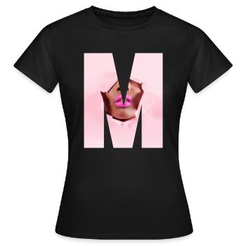 Lèvres roses - T-shirt Femme - noir - Devant - AI Model Female 172 dark (172cm)