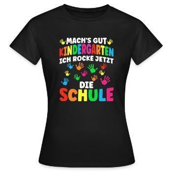 Mach's gut Kindergarten ich rocke jetzt die Schule - Frauen T-Shirt - Schwarz - Vorne - AI Model Female 172 dark (172cm)
