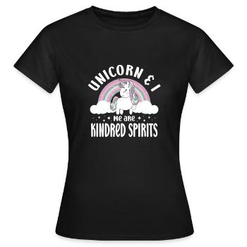 Vintage Rainbow Unicorn & I - Close Buddies Spirit - T-shirt Femme - noir - Devant - AI Model Female 172 dark (172cm)