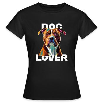 Amant des chiens American Stafford - T-shirt Femme - noir - Devant - AI Model Female 172 dark (172cm)