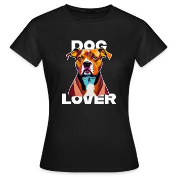 Amant des chiens American Stafford - T-shirt Femme - noir - Devant - AI Model Female 172 dark (172cm)