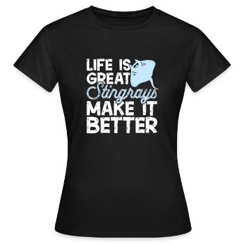 Raies pastenagues, raies manta, raies océaniques, raies - T-shirt Femme - noir - Devant - AI Model Female 172 dark (172cm)