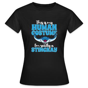 Raies pastenagues, raies manta, raies océaniques, raies - T-shirt Femme - noir - Devant - AI Model Female 172 dark (172cm)