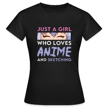 Anime and Sketching - Women's T-Shirt - black - Front - AI Model Female 172 dark (172cm)