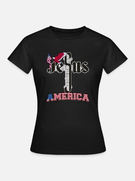 Retro liebt Jesus und Amerika auch, Adler, 4. - Frauen T-Shirt - Schwarz